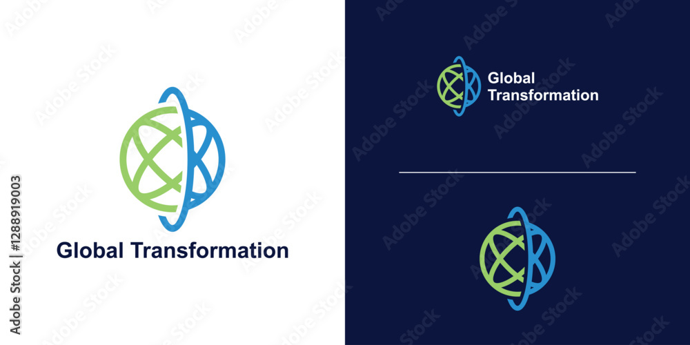 Fototapeta premium logo design combination of global and shield, logo for global transformation, solution, symbol, icon, idea, creative.