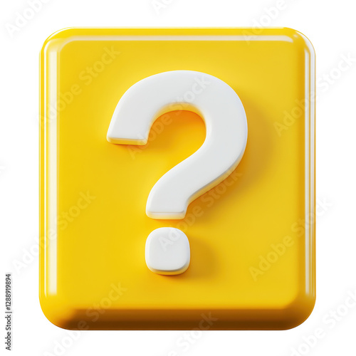 Isolated Dimensional Yellow Question Box Icon
