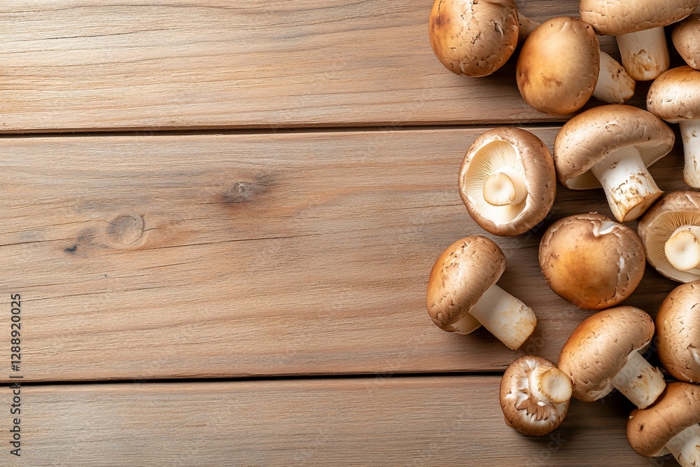 Brown mushrooms on wooden background. (1) Brown mushrooms on wooden background. (1)