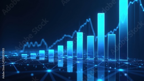 Wallpaper Mural Dynamic Blue Bar Graph Illustrating High-Tech Data Analysis and Trends in a Digital Environment, Embodying Business Intelligence Torontodigital.ca