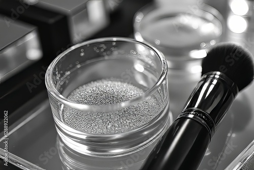 Wallpaper Mural Makeup Powder in Petri Dish with Brush - Cosmetic Product Preparation Torontodigital.ca