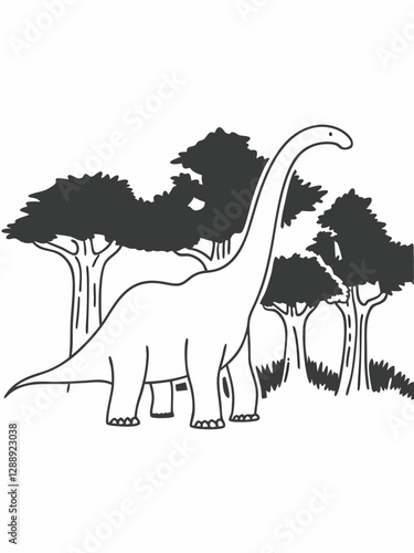 Brachiosaurus Coloring Book Vector for Kids – Fun and Educational Illustration