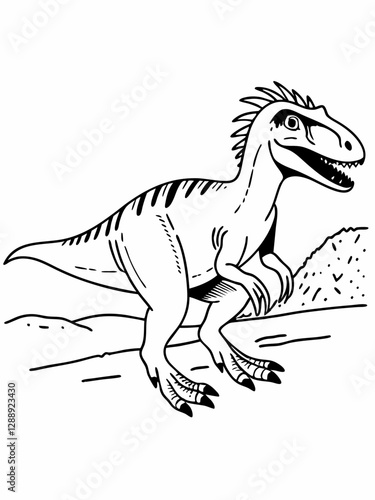 Allosaurus Vector Art for Kids – Colorful and Engaging Coloring Book Illustration