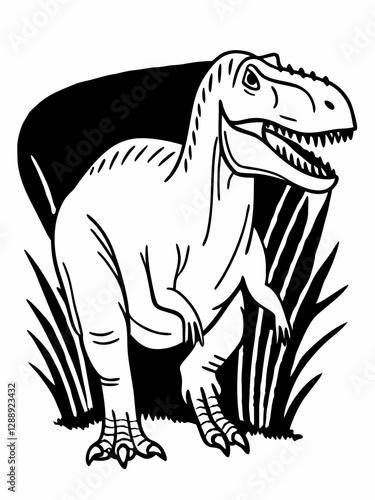 Children's Coloring Book Illustration of Allosaurus - Prehistoric Fun