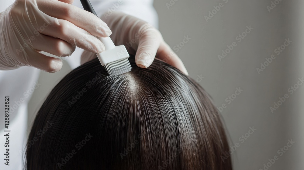 Fototapeta premium Hair restoration therapy in a modern wellness center. Featuring rejuvenating treatments and expert regrowth solutions