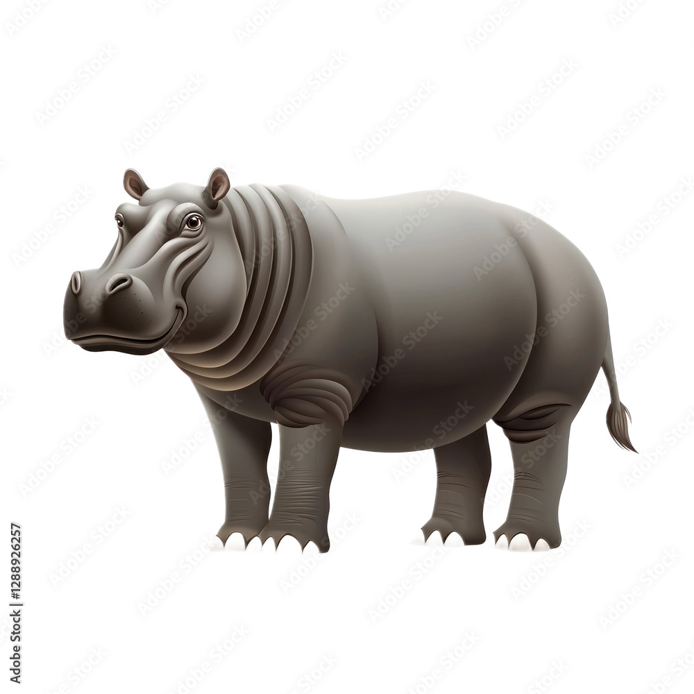 3D vector icon of Hippopotamus isolated on transparency background 3D vector icon of Hippopotamus isolated on transparency background