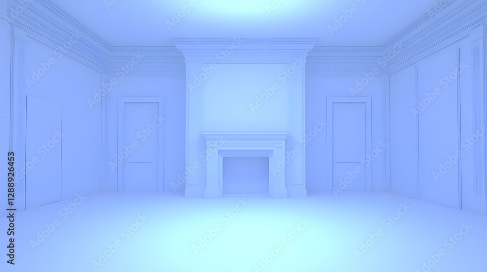 Minimalist White Interior Space with Sleek Lines and Ambient Lighting in an Empty Room Minimalist White Interior Space with Sleek Lines and Ambient Lighting in an Empty Room