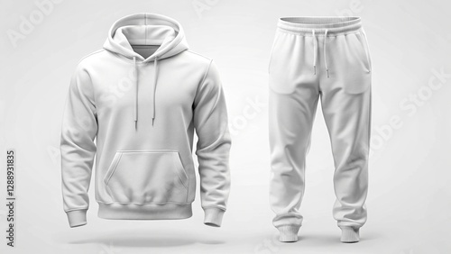 white hoodie and sweatpants mockup, mockup for advertising, fashionable hoodie and sweatpants mockup, AI Generative
