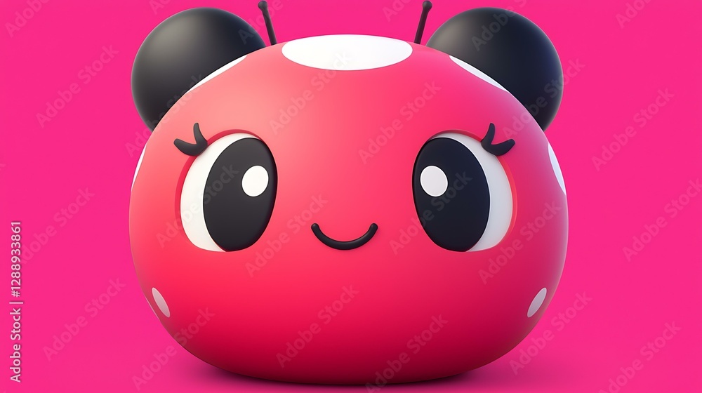 Chibi ladybug emoji with bright red shell and adorable antennae isolate other color background Chibi ladybug emoji with bright red shell and adorable antennae isolate other color background