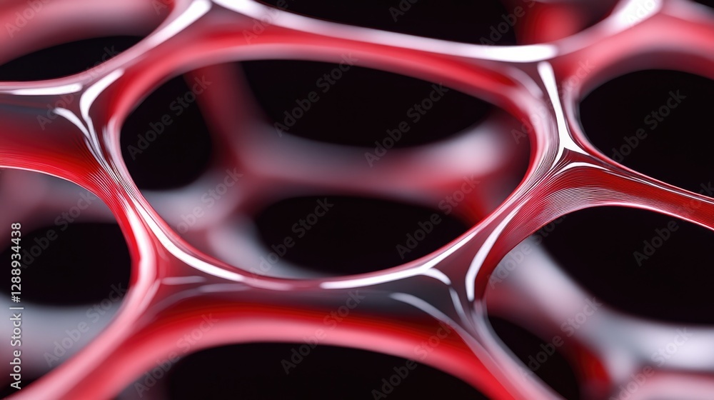 Intricate pattern of interconnected cells, exhibiting vibrant re Intricate pattern of interconnected cells, exhibiting vibrant re
