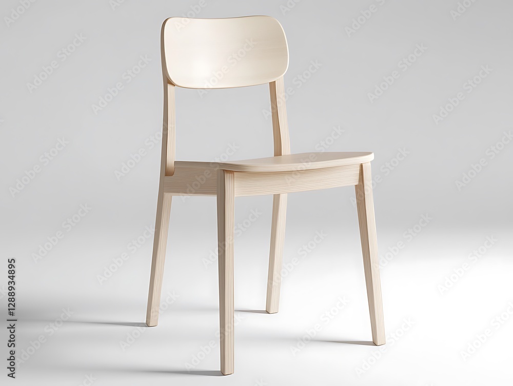 Scandinavian-inspired wooden chair in light ash, on a bright white background Scandinavian-inspired wooden chair in light ash, on a bright white background