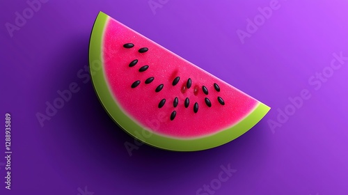 Watermelon slice emoji minimal flat design with seeds and vibrant color isolate other color background
