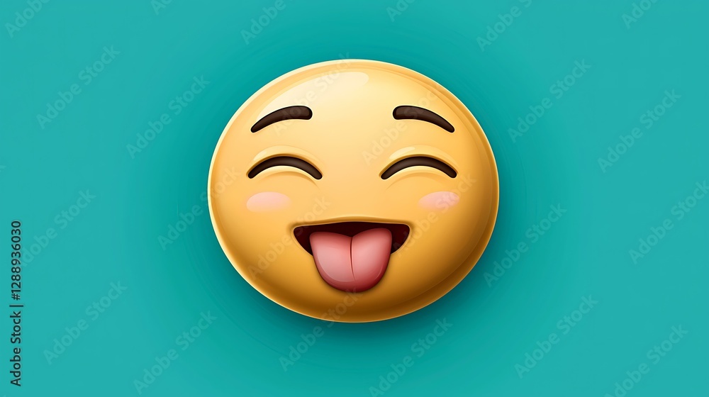 Fototapeta premium Winking face emoji minimal flat design with playful expression isolate other color background