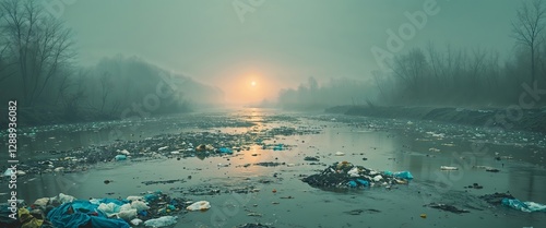 Polluted River Reflecting Environmental Crisis