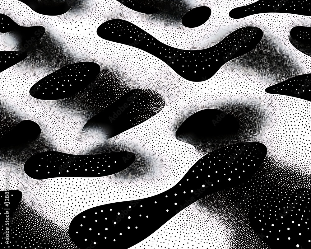 Obraz premium Abstract Black and White Organic Forms