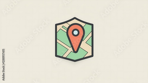 A map emoji on a tan background, minimal flat design, isolated