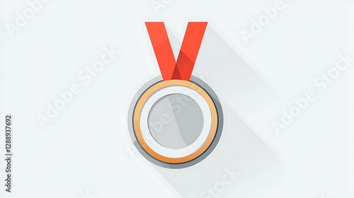 A medal emoji on a silver background, minimal flat design, isolated