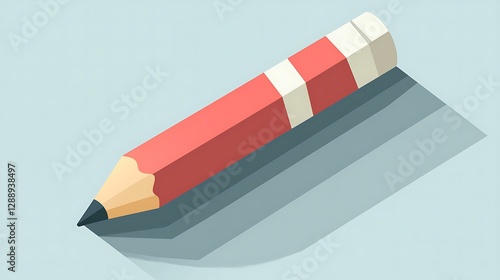 A pencil emoji on a light gray background, minimal flat design, isolated