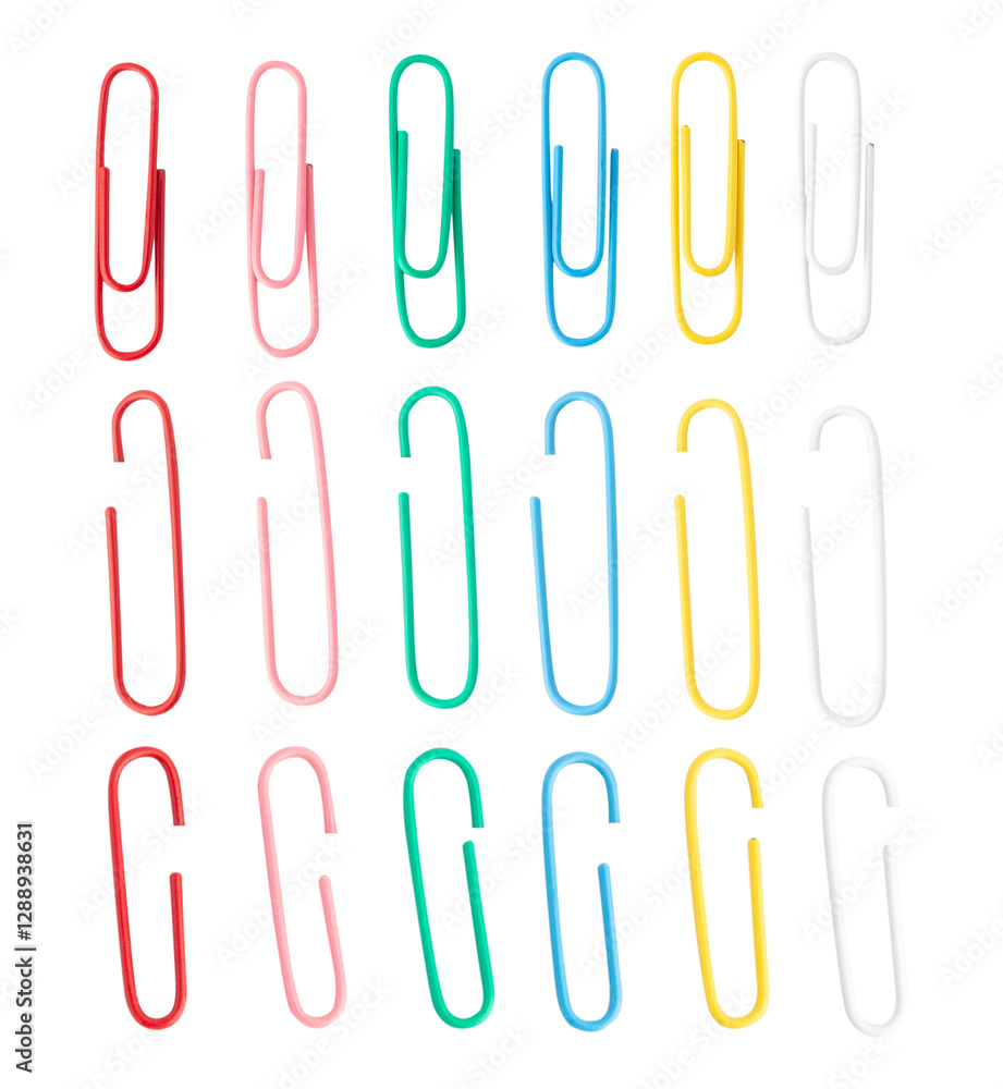 Collection of Colorful Paper Clip cutout, full depth of field. Collection of Colorful Paper Clip cutout, full depth of field.