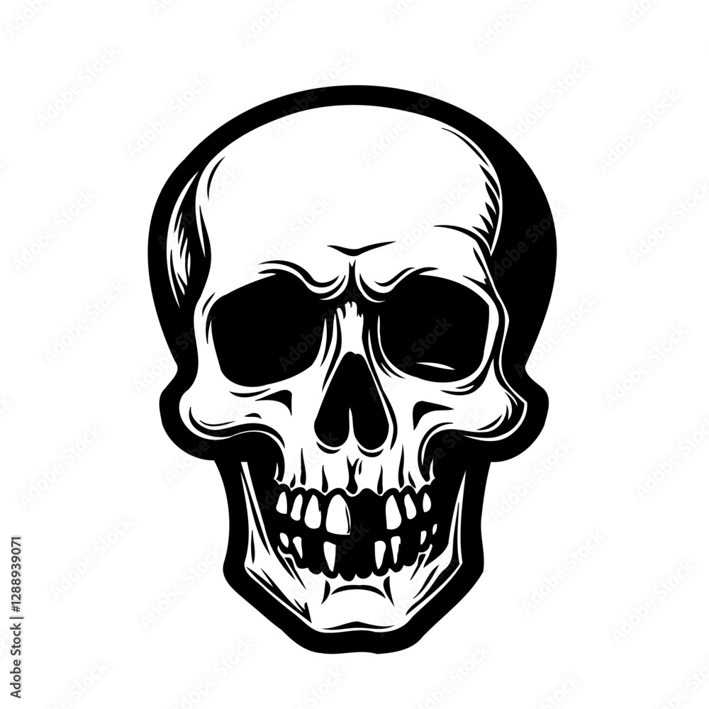 Fototapeta premium Stylized Skull Illustration with Bold Outlines