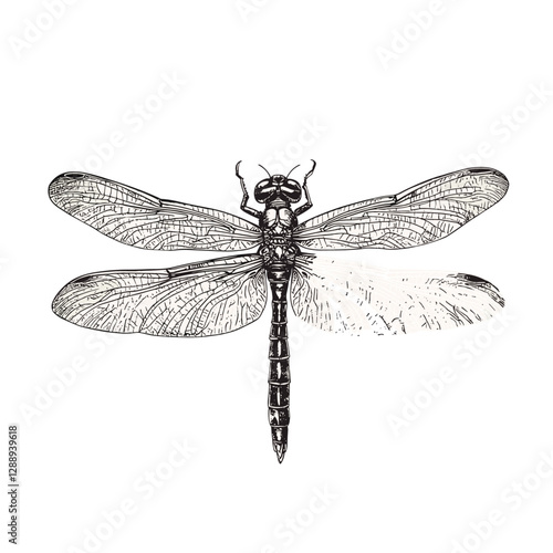 Rodent print design, trendy wildlife illustration, vintage art black sketch, dragonfly, aquatic animal vector, antique style, old engraving, white background.
