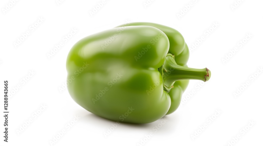 The image features a fresh green bell pepper, showcasing its vibrant color and smooth texture, making it a versatile ingredient for various healthy dishes. The image features a fresh green bell pepper, showcasing its vibrant color and smooth texture, making it a versatile ingredient for various healthy dishes.