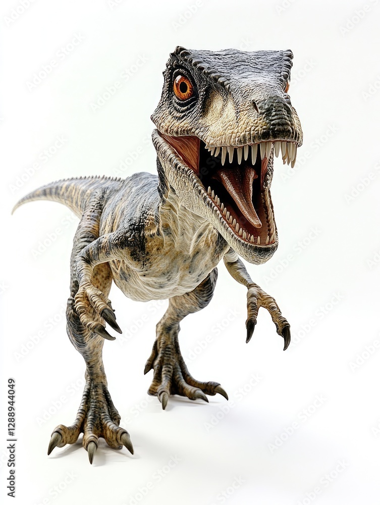 Naklejka premium Realistic Dinosaur Model on a White Background for Educational and Artistic Use