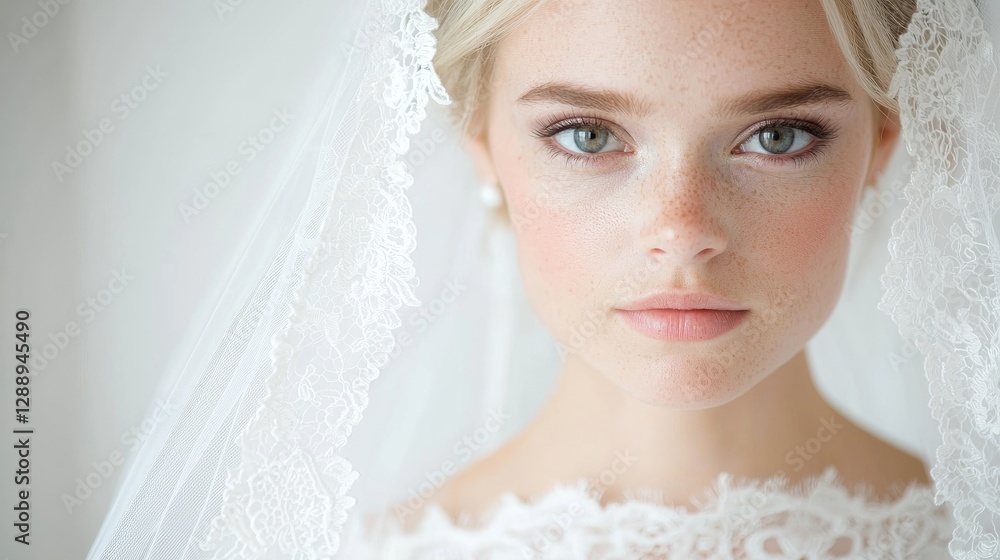 Bride portrait, indoors, elegant veil, soft light. Possible use Wedding inspiration Bride portrait, indoors, elegant veil, soft light. Possible use Wedding inspiration