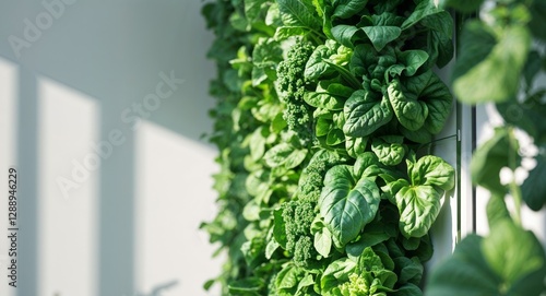 Wallpaper Mural Vertical Farming Display with Fresh Green Vegetables on Wall. Torontodigital.ca