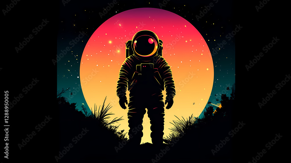 Obraz premium colourful silhouette space astronaut