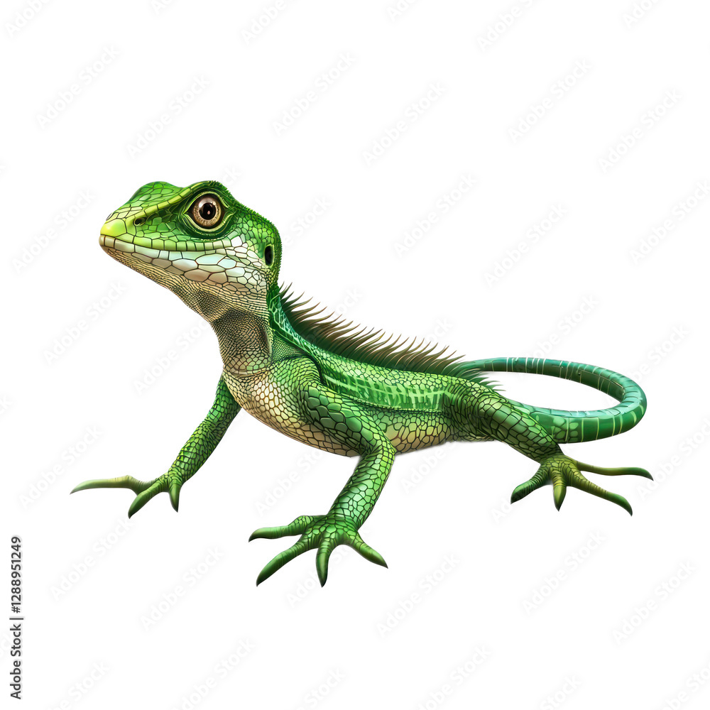 Naklejka premium 3D vector icon of Basilisk lizard isolated on transparency background
