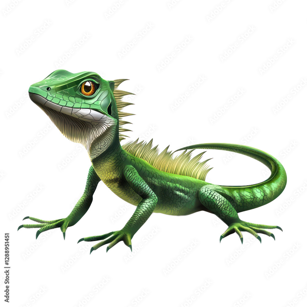 Fototapeta premium 3D vector icon of Basilisk lizard isolated on transparency background