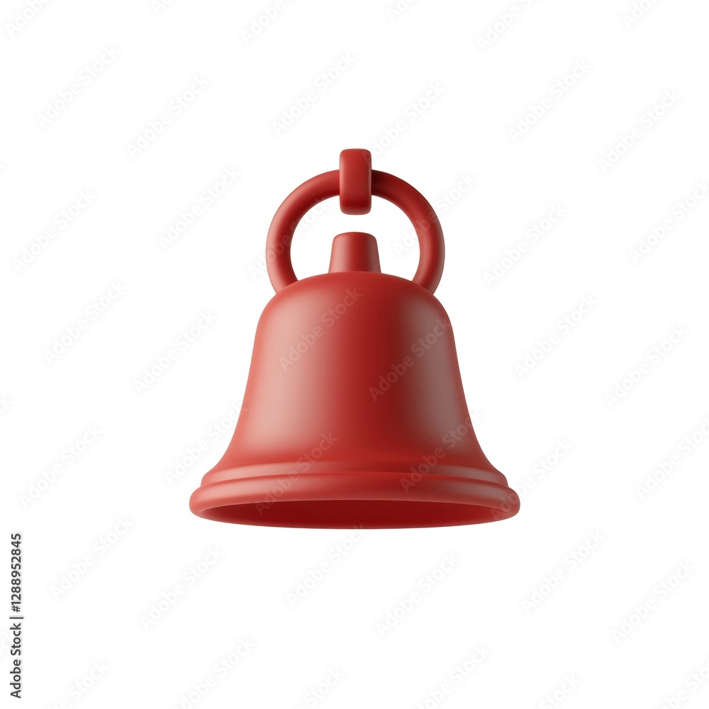 Red bell with curved handle and simple clapper design captures classic and elegant shape