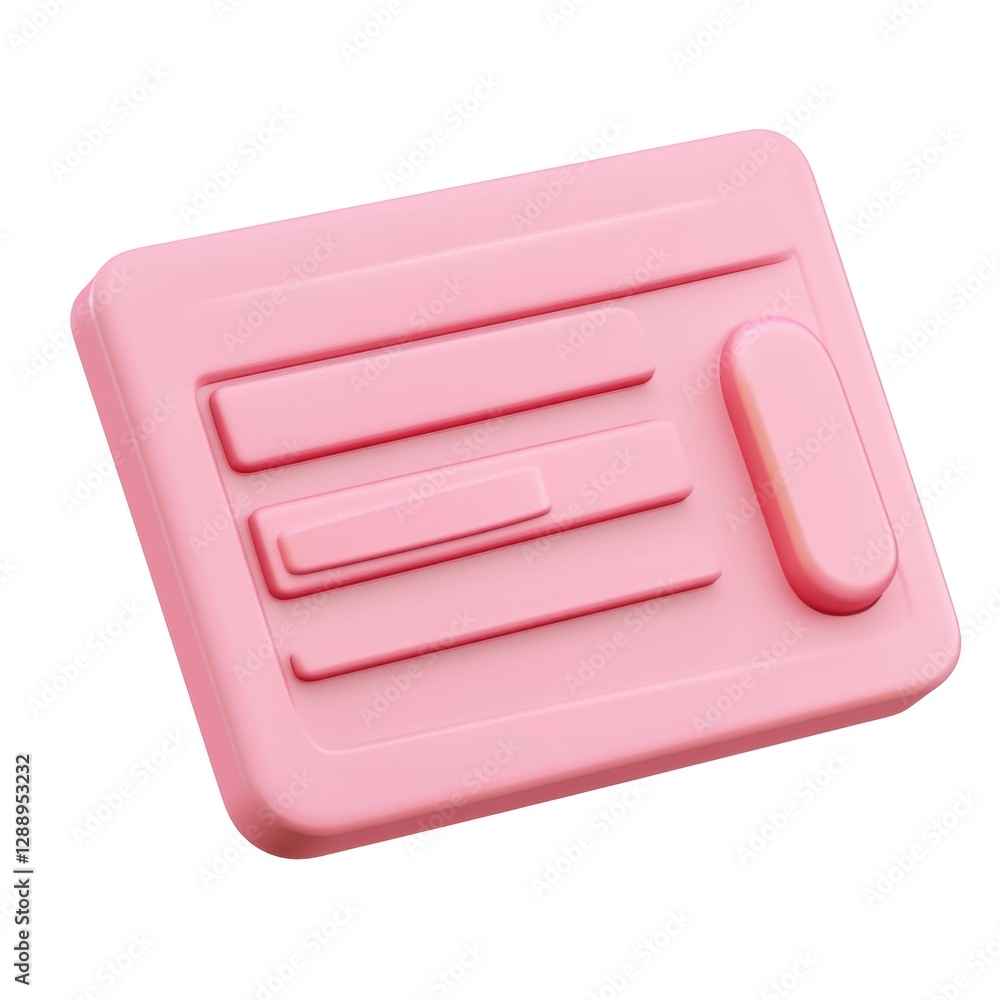 Pink geometric object with rectangular shapes and rounded edges in a simple design Pink geometric object with rectangular shapes and rounded edges in a simple design