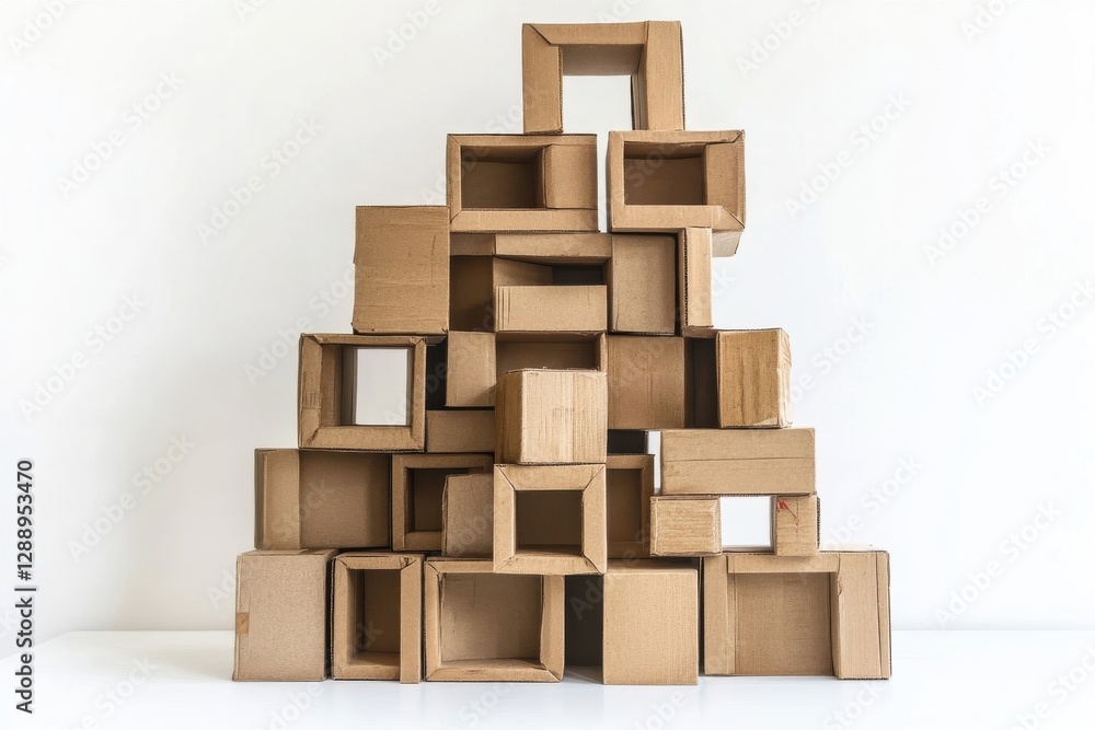 Obraz premium Cardboard Boxes Stacked Forming A Structure