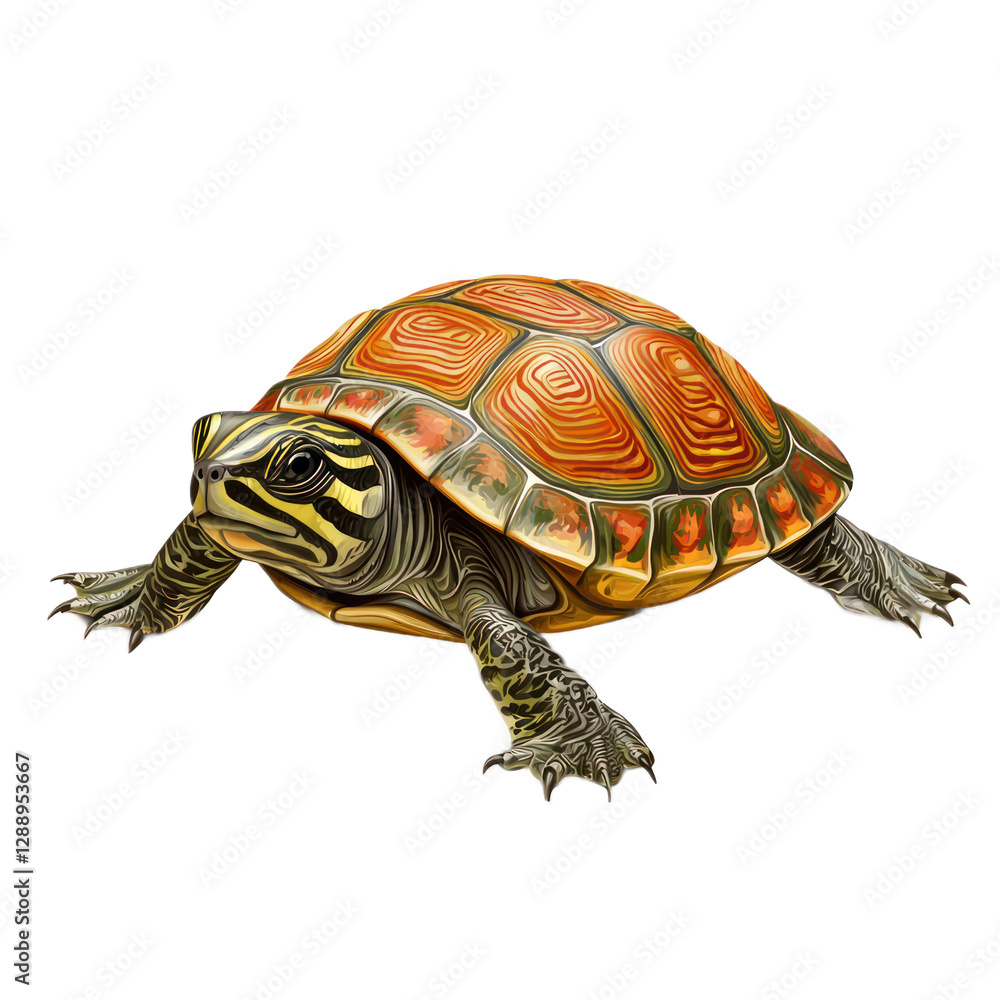 Fototapeta premium 3D vector icon of Red-eared slider isolated on transparency background