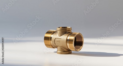 Brass Pipe Fitting Connector for Plumbing Systems and Industrial Applications in Clean Background photo