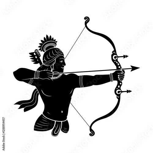 Shree ram silhouette vector on white background.