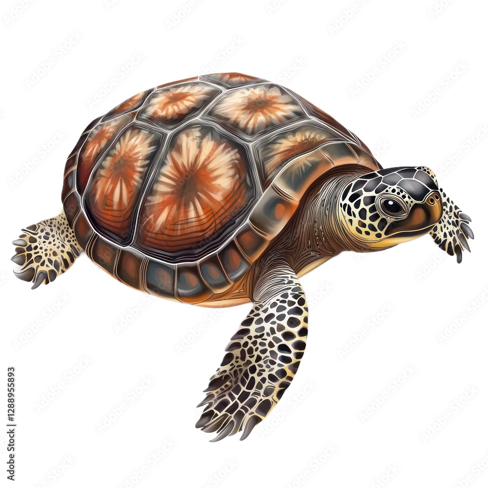 Obraz premium 3D vector icon of Painted turtle isolated on transparency background