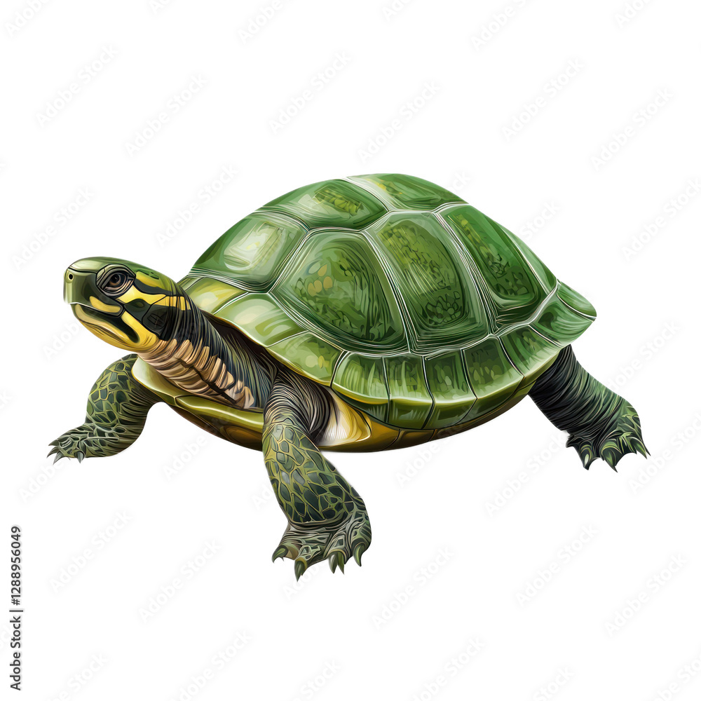 Fototapeta premium 3D vector icon of Painted turtle isolated on transparency background