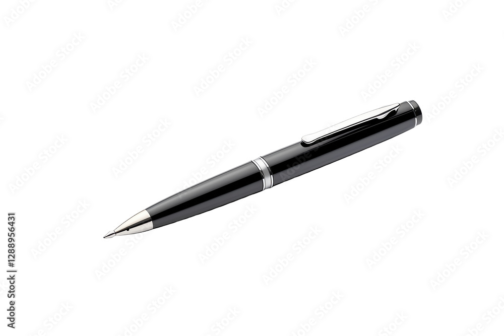 Isolated Black Pen with Silver Clip Isolated Black Pen with Silver Clip