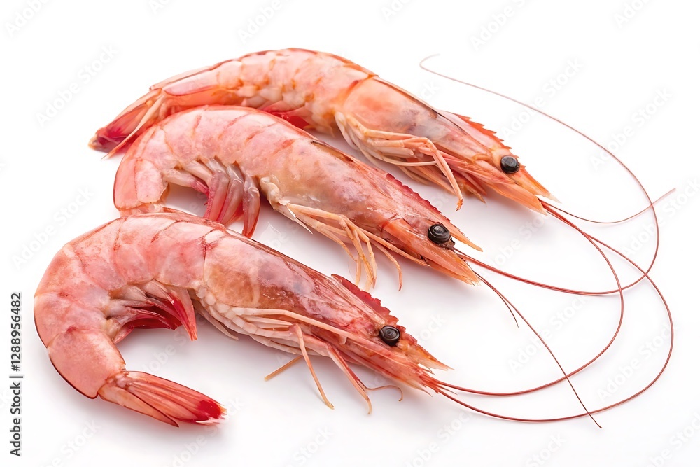 Fresh King Prawns on a White Background Fresh King Prawns on a White Background