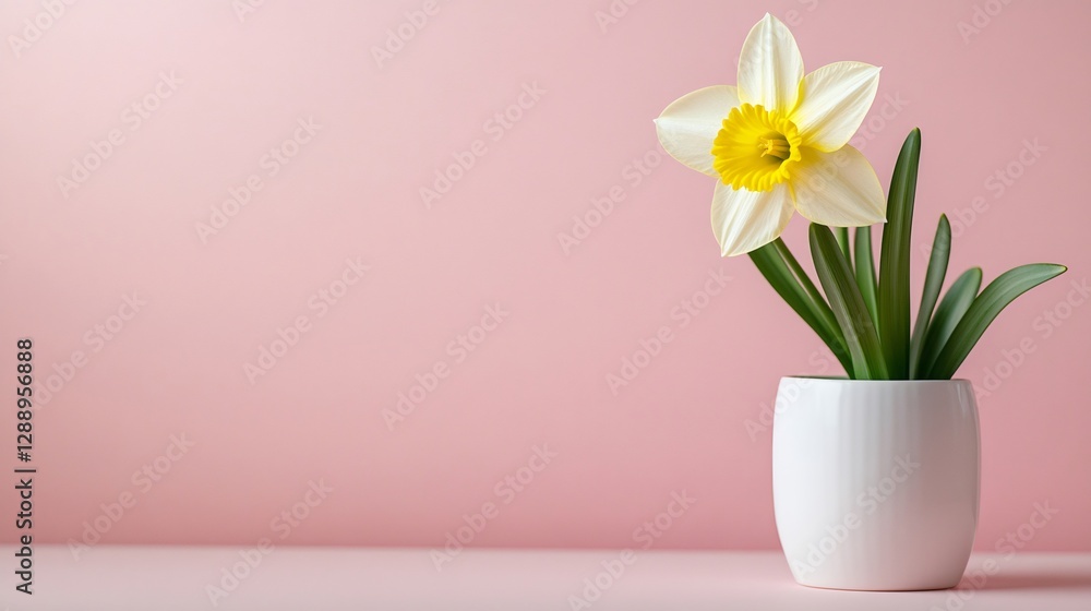 custom made wallpaper toronto digitalMinimalist spring background featuring white daffodil in pot on pink surface
