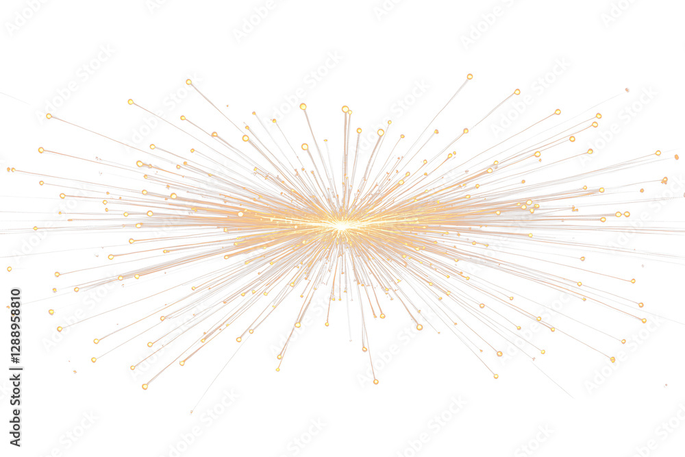 Fototapeta premium Abstract golden light burst on Transparent background.