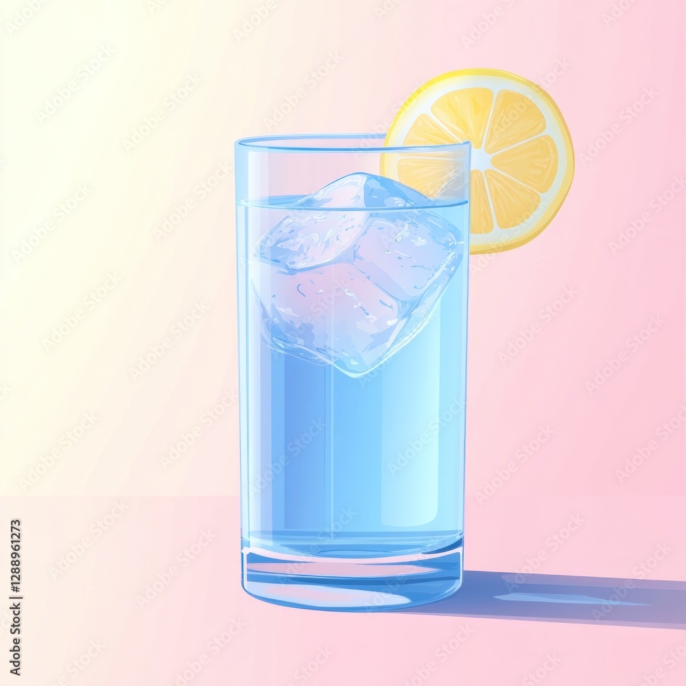 Light Blue Iced Drink with Lemon Slice Light Blue Iced Drink with Lemon Slice