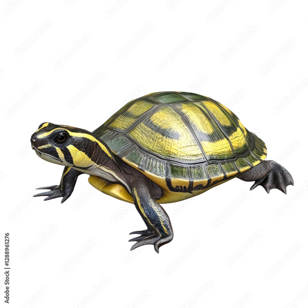 Obraz premium 3D vector icon of Yellow-bellied slider isolated on transparency background