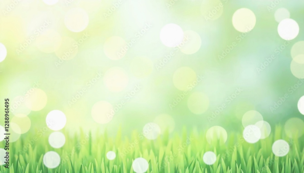 Obraz premium Serene pastel green and white gradient background with bokeh light reflections for Easter