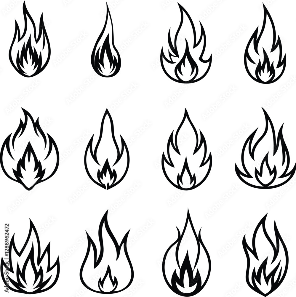 fire flame set vector illustration fire flame set vector illustration
