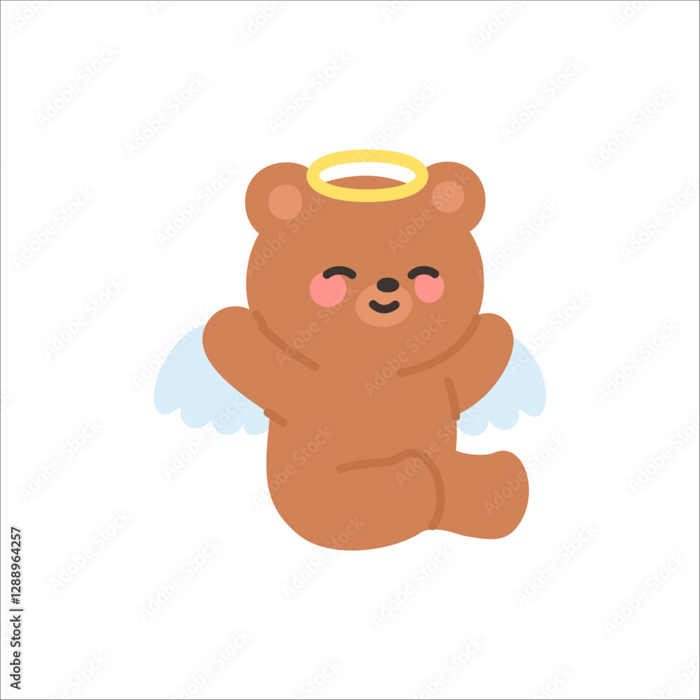 Cute Angel Bear with a Golden Halo and Wings Smiling Peacefully Cute Angel Bear with a Golden Halo and Wings Smiling Peacefully