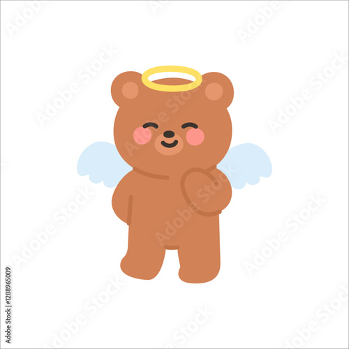 Adorable Angel Bear with a Shy Gesture and Soft Smile